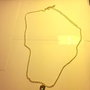 Small, green, gem stone heart necklace